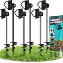 Ground Anchors Screw in, Multi-Purpose Trampoline Stakes Heavy Duty, 3" Wider Spiral Mobile Home Anchors Hurricane Earth Anchor for Trampoline, Storage Shed, Swing Sets, Carports, 6Pcs