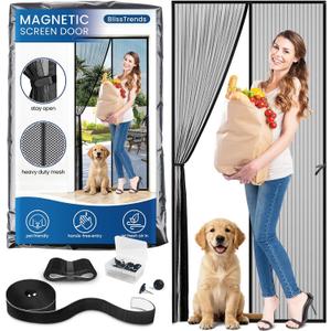 BlissTrends Magnetic Screen Door, Door Screen Magnetic Closure, Patio Screens for Patios Outside Outdoor, Mesh Screen Doors with Magnets Pet Friendly, Screen for Door to Keep Bugs Out (38"83")