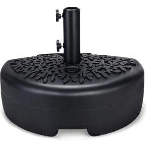 Home Zone Living 40lb Half Round Fillable Patio Umbrella Base Stand, 18in, Pole Holder, Water or Sand, Fits Poles Up to 1.9in(48mm) Diameter, UV Resistant, Lawn, Deck, Backyard, Garden, USA-Based