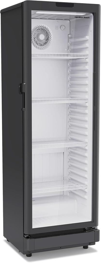 Hamilton Beach, 8.5 Cu. Ft. Commercial Glass Door Display Merchandiser Refrigerator Cooler, ETL, Black
