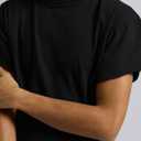 Men's Short Sleeve Round Neck T Shirts Boxy Raw Cut Tee Casual Basic Tops (Black, L)