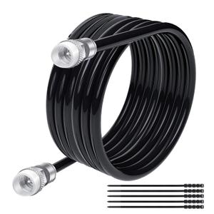 Elecan RG6 Coaxial Cable 25 Feet Indoor/Outdoor Direct Burial Coax Cable, Quad Shielded Waterproof in-Wall with Rubber Boot, Digital TV Aerial Broadband Internet Satellite Cable +25 Ties