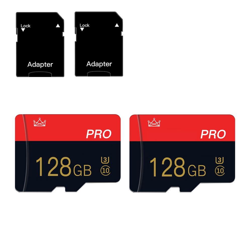 2 Pack Micro sd Card 128GB Class 10 with Adapter High Speed Memory Card for Tablet, Drone