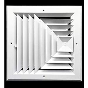 HVAC Premium 8 x 8 (in) HVAC Vent Cover - 3 Way Supply Grille - Duct Cover & Diffuser - Low Noise - for Ceiling - with Opposing Damper Blades [Outer Dimensions: 11'' Width