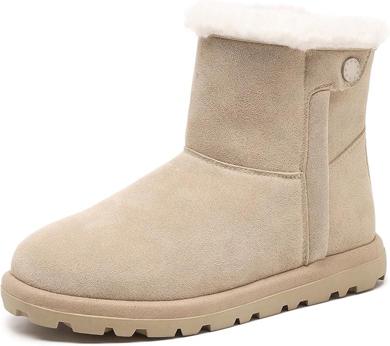 Womens Snow Boots with Warm Faux Fur Lining Water Repellent Outdoor Comfortable Winter Boots for Women, Size 10