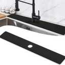 LOPNUR Faucet Mat for Kitchen Sink Protectors, 29 Inch Extra Long Kitchen Sink Splash Guard Behind Faucet, Cuttable Bathroom Water Splash Guard with Super Absorbent Diatomite Fast Drying, Black
