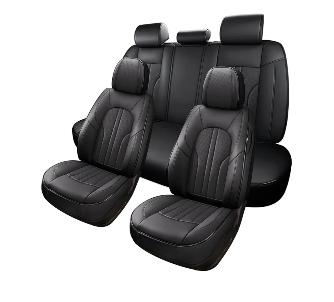 Car Seat Cover Full Set, Leather Car Seat Cover, Waterproof Seat Covers, Car Seat Cushion, Nappa Leather Seat Covers Car Seat Protector Universal Fit Most Cars Black