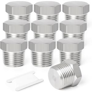 TAISHER 2PCS Stainless Steel Outer Hex Thread Socket Pipe Plug Fitting 3/8" NPT Male