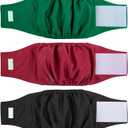 wegreeco Washable Male Dog Belly Band (Stylish Pattern)- Pack of 3 - Washable Male Dog Belly Wrap, Dog Diapers Male (Burgundy, Black, Jade, Large)