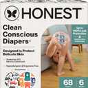 The Honest Company Comfort Dry Disposable Daytime Diapers for Sensitive Skin, Hypoallergenic, Beary Cool + Big Trucks, Super Club Box Size 6 (35 lbs), 68 Count