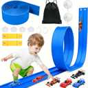 20 Ft Flexible Race Track Toys, Flex Race Car Ramp Track with 4 Race Cars & Suction Cups Rolls Up Portable DIY Race Track Anti Gravity Car Track Set,Kids Racecar Track Toy(Blue)