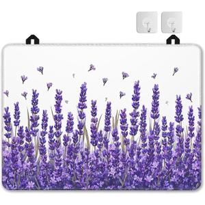 Purple Lavender Glass Top Stove Cover Protector,Spring Flower Stove Top Covers for Electric Stove,Washable Heat Resistant Cooktop Mat Anti-Slip Range Covers, 28 x 20 Inch