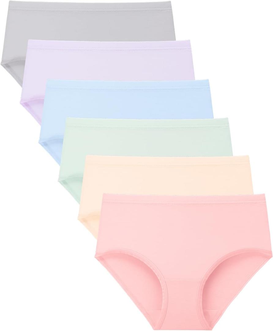BAMBOO COOL Girls Underwear Breathable Moisture-Wicking 6-14Y Panties Lightweight Soft Sensory Friendly Briefs 6 Pack (Small)