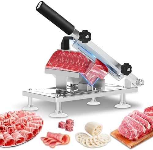 Manual Frozen Meat Slicer Machine for Home Use Meat Cutter Upgraded Stainless Steel Food Slicer Beef Mutton Roll for Hotpot Thickness Adjustable Cleavers Commercial Cooking Utensils zx