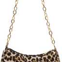 LJCZKA Leopard Print Shoulder Bag for Women Small Leopard Shoulder Purse y2k Clutch Tote Handbag Vintage Leather Underarm Bag