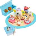 Bluey Wooden Tea Party Set  18 PC Pretend Play Set with Tray, Teapot, Tea Cups, Biscuits, Sugar Pot, Notepad & Pencil- Durable, Eco-Friendly FSC Certified Wood  Imaginative Role Play Toy for Kids 3+