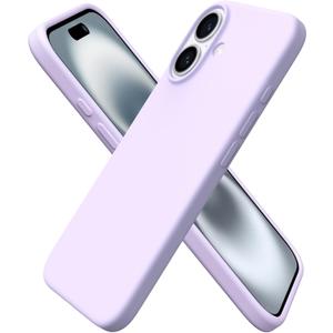 ORNARTO Compatible with iPhone 16 Case 6.1", Slim Liquid Silicone 3 Layers Full Covered Soft Gel Rubber Shockproof Phone Case, Protective Cover with Anti-Scratch Microfiber Lining-Pastel Lilac