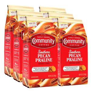 Community Coffee Southern Pecan Praline Flavored 72 Ounces, Medium Roast Ground Coffee, 12 Ounce Bag (Pack of 6)
 (EXP 07/11/26)