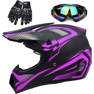 Adult 4 Wheeler Helmet, Motocross Helmet DOT/FMVSS-218 Certification Comfortable and Breathable Full Helmets for Locomotives Used in All Seasons (Large, Purple)