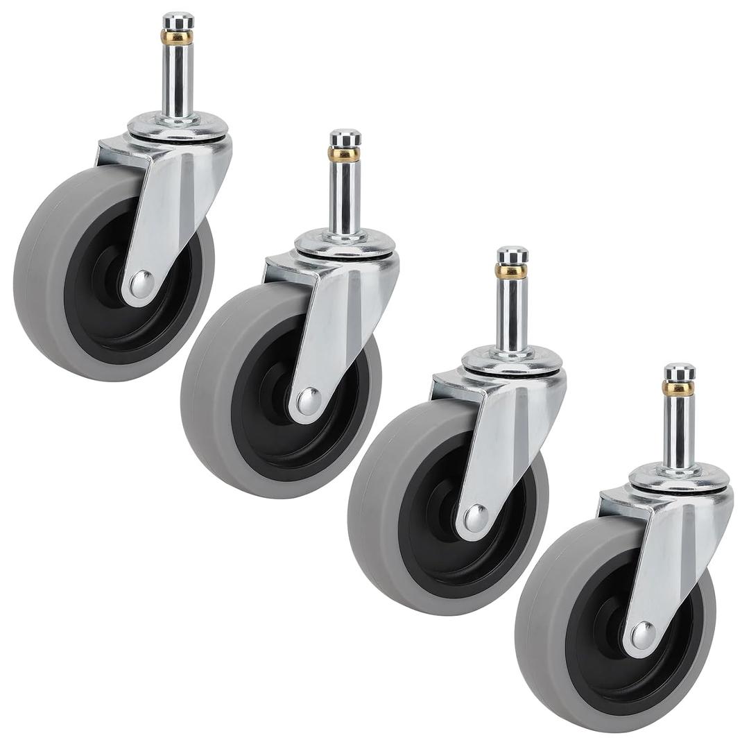 Replacement Casters Compatible with Rubbermaid WaveBrake Mop Bucket: 3 Inch Set of 4 Heavy Duty TPR Weber Grills Shop Vac Replacement Wheels (4 Swivels)