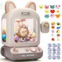 Skirfy Mini Claw Machine for Kids,Vending Machine, Prize Dispenser Toys for Girls and Boys, Electronic Game for Party Birthdays Includes 32 Mini Toys(Brown)
