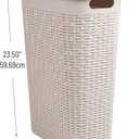Mind Reader Slim Laundry Hamper with Lid, 40L Clothes Basket, Narrow Tapered Design with Ventilated Cutout Pattern, Plastic, Set of 2, Ivory