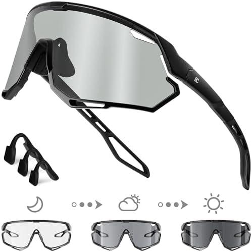 BIRCEN Photochromic Cycling Glasses: Mountain Bike Sports Sunglasses for Men Women Running Riding MTB Baseball
