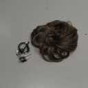 CJL HAIR Large Messy Bun Hair Piece Wavy Curly Scrunchies Synthetic Chignon Ponytail Hair Extensions Thick Updo Hairpieces for Women Pepper Brown