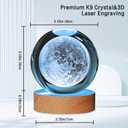 YAZJIWAN 3D Solar System Crystal Ball Lamp, Large Galaxy Night Light With 7 Color Change, Space Bedroom Decor, Christmas and Birthday Gift for Kids, Boys, Girls (Moon)