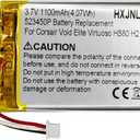 DC 3.7V 523450P 1100mah Battery Replacement for Corsair Void Elite RGB Corsair Virtuoso RGB Corsair HS80 Corsair Void Corsair Void Pro Corsair Void Pro RGB SE H2100 Wireless Headset