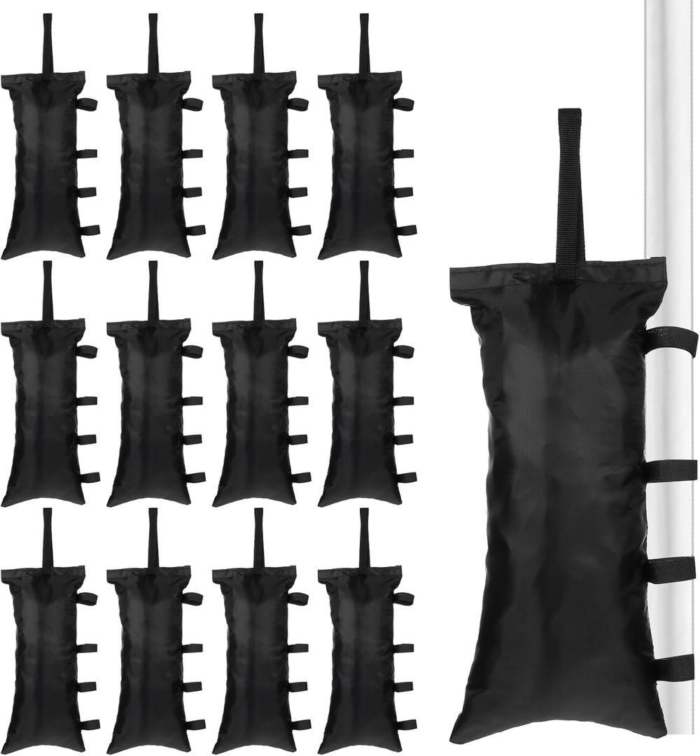 12 Pack Canopy Weight SandBags, 264 LBS Black Extra Large Heavy Duty Canopy Weights Sand Bags for Instant Outdoor Sun Shelter Patio Umbrella, No Sand