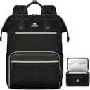 MATEIN Lunch Backpack, 17.3 Inch Laptop Backpack with Lunch Box, Stylish Nurse, Teacher Work Backpacks with Insulated Compartment, Meal Prep Bag for Women Men Commute Outdoor Picnic Camping, 2Pcs Set (Black)