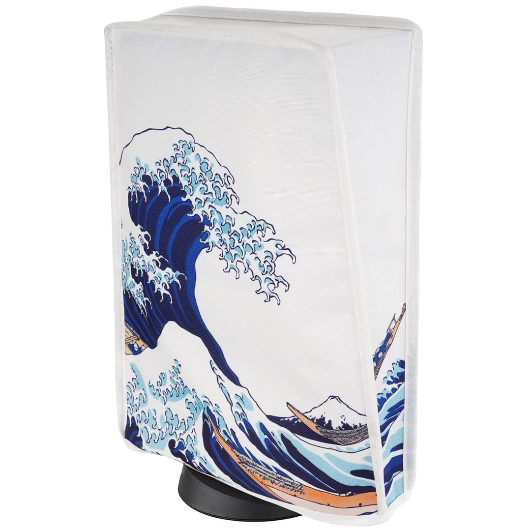 PlayVital Dust Cover for ps5, Soft Neat Lining Dust Guard Anti Scratch Waterproof Cover Sleeve for ps5 Console Digital Edition & Disc Edition - The Great Wave