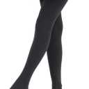 Girls Colorful Fleece Lined Tights Kids Warm Thermal Tights (Black)