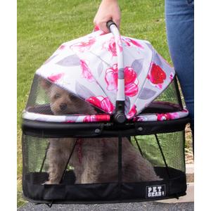 Pet Gear No-Zip View 360 Pet Safety Carrier & Car Seat for Small Dogs & Cats Push Button Entry, View 360 20-inch, Pink Hydrangea