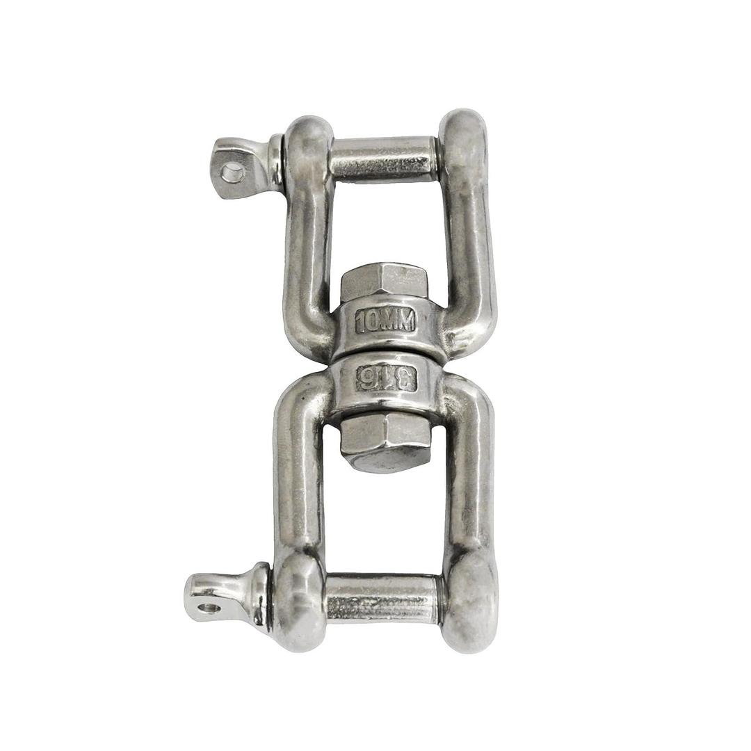 Heyous Double Shackle Swivel Ring M10 Stainless Steel Fork Universal Swivel Ring Marine Hardware Lifting Attachment Shackle Carabiner Rolling Shackle Unit