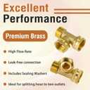 Garden Hose Tee Adapter GHT 3/4 Brass Female x Female x Male Swivel Water Pipe Connector, Heavy Duty 3 Way Splitter T Shaped Fitting for Outdoor Faucet/Bibs, Drip Irrigation Line