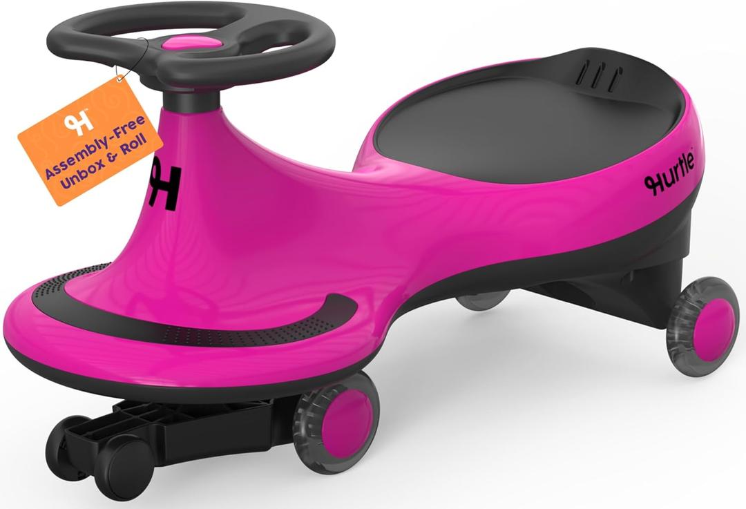 Hurtle Swing Ride On Car, Wiggle Car Toy for Kids, No Pedals, Batteries or Gears, Safe Toddler Ride On Toy with Twist & Go Motion, for Indoor & Outdoor Use, Suitable for Kids Above 3 Years (Pink), Small
