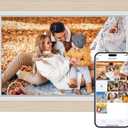 Dragon Touch Digital Picture Frame WiFi 10 inch IPS Touch Screen Digital Photo Frame Display, 32GB Storage, Auto-Rotate, Share Photos via App, Email, Cloud, Classic 10 Brown (White wood)