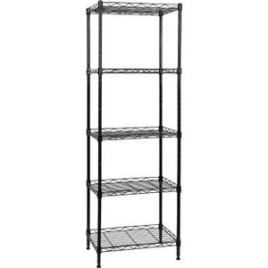 5-Tier Wire Shelving Adjustable Shelves Unit Metal Storage Rack for Laundry Bathroom Kitchen Pantry Closet Organization (Black, 16.6" L x 11.4" W x 49.1" H)