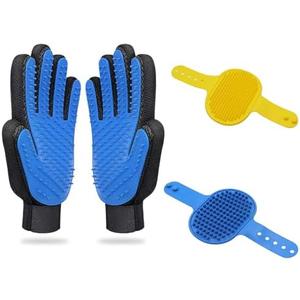 Dog Washing Gloves Brush for Pet: JOANGIHC 3PCS Dogs Shedding Wash Massage Gloves Grooming for Short Long Haired Dogs Cats (Light Yellow)