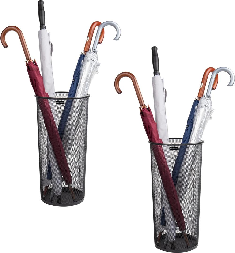 Mind Reader Umbrella Stand, Walking Cane, Wrapping Paper, Entryway Metal Mesh, L x 10.25" W x 19.5" H, Set of 2, Black