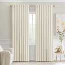 MIULEE Beige White Back Tab Blackout Curtains 90 Inches Long 2 Panels Set for Living Room Bedroom Privacy, Rod Pocket/Pinch Pleat Thermal Insulated Room Darkening Pleated Light Blocking Drapes