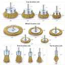 Brass Wire Brush for Drill Rust Removal, Wire Wheel for Drill, Cup Brush and End Brush Set, Wire Brush Drills Attachments, 1/4" Drill Shank, Carbon Steel Bristles (Brass Wire Brush, 28)