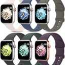 6 Pack Sport Bands Compatible with Apple Watch Band 38mm 40mm 41mm 42mm 44mm 45mm 49mm 46mm,Silicone Waterproof Strap for iWatch Apple Watch Series 11 10 9 Ultra 8 7 6 5 4 3 2 1 SE Women Men (Lake Green/Stone Gray/Starlight/Plum/Black/Denim)
