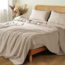 Shilucheng 100% French Linen Sheets - Queen Size Bed Sheets, Breathable & Cooling Pure Linen Sheets,Soft Durable and Tear Resistant -16 Inch Deep Pocket - 4Pcs (Linen, Queen)