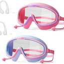 Kids Swim Goggles HD Children's Large Frame Waterproof and Anti-fog Swimming Goggless with Adjustable Straps for Boys Girls