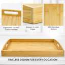 Bamboo Serving Tray with Handles Set of 3 - Decorative Wooden Trays for Eating, Working, and Storing, Suitable for Use in Bedroom, Living Room, Kitchen, Bathroom, Outdoor Scenarios and More