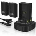 Rechargeable Battery For Xbox 360 Controller, Charger Dual Charging Station Dock With 2 Pack Rechargeable Battery Compatible With Xbox 360