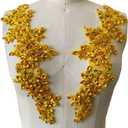 Zbroh Handmade red/White//Green/Blue Rhinestones Applique Sewing Beads Stones Trim lace Patches Accessory for Dress Clothes one Pair (Gold)